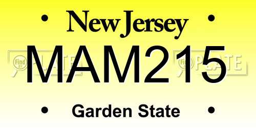 MAM215 New Jersey License Plate
