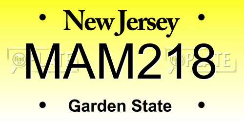 MAM218 New Jersey License Plate