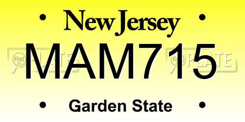 MAM715 New Jersey License Plate