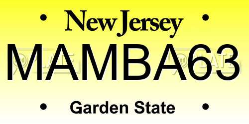 MAMBA63 New Jersey License Plate