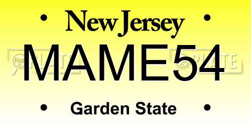 MAME54 New Jersey License Plate