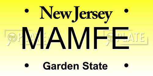 MAMFE New Jersey License Plate
