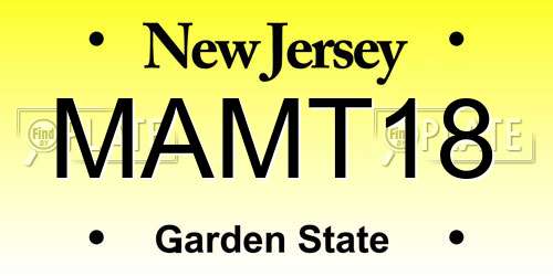 MAMT18 New Jersey License Plate