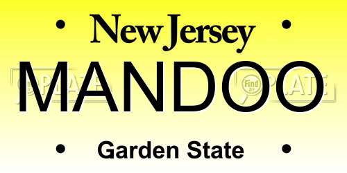MANDOO New Jersey License Plate