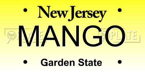 MANGO New Jersey License Plate