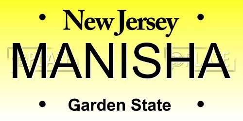 MANISHA New Jersey License Plate