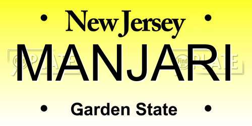 MANJARI New Jersey License Plate