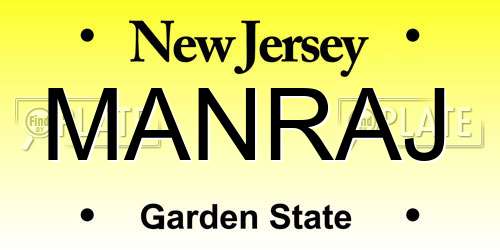 MANRAJ New Jersey License Plate