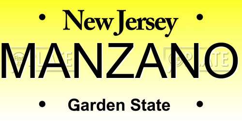 MANZANO New Jersey License Plate