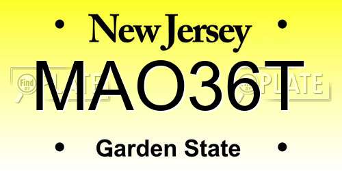 MAO36T New Jersey License Plate