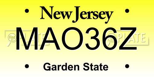MAO36Z New Jersey License Plate