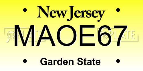 MAOE67 New Jersey License Plate
