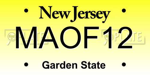 MAOF12 New Jersey License Plate