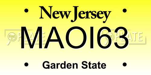 MAOI63 New Jersey License Plate