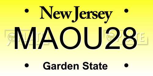 MAOU28 New Jersey License Plate