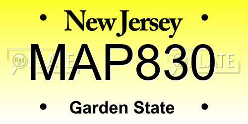 MAP830 New Jersey License Plate
