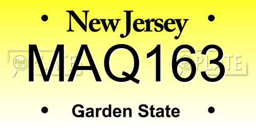 MAQ163 New Jersey License Plate