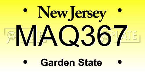 MAQ367 New Jersey License Plate