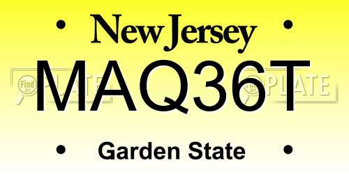MAQ36T New Jersey License Plate