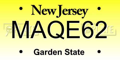 MAQE62 New Jersey License Plate