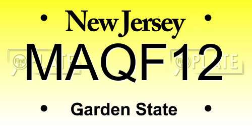 MAQF12 New Jersey License Plate