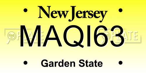 MAQI63 New Jersey License Plate