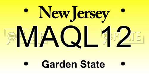 MAQL12 New Jersey License Plate