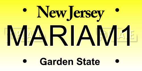MARIAM1 New Jersey License Plate