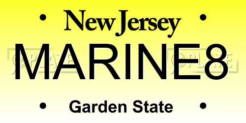 MARINE8 New Jersey License Plate