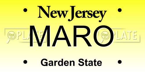 MARO New Jersey License Plate
