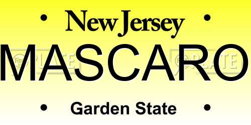 MASCARO New Jersey License Plate