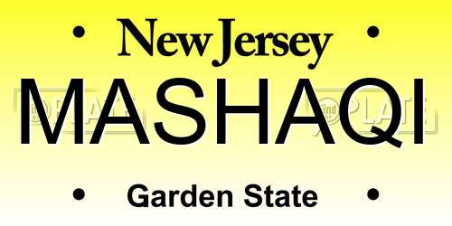 MASHAQI New Jersey License Plate