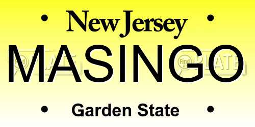 MASINGO New Jersey License Plate