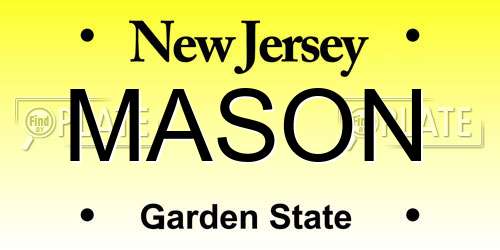 MASON New Jersey License Plate