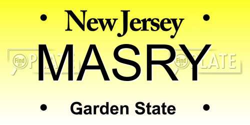 MASRY New Jersey License Plate