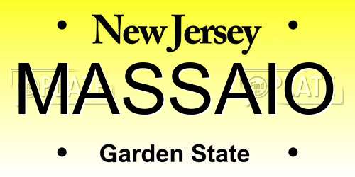 MASSAIO New Jersey License Plate