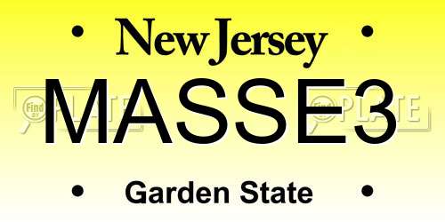 MASSE3 New Jersey License Plate