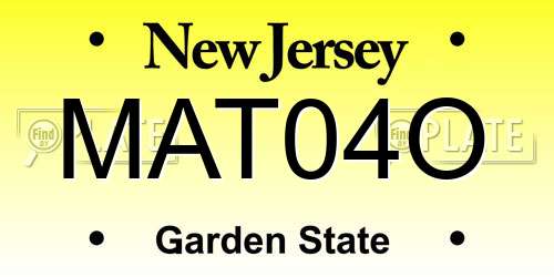 MAT04O New Jersey License Plate