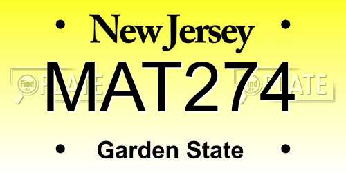 MAT274 New Jersey License Plate