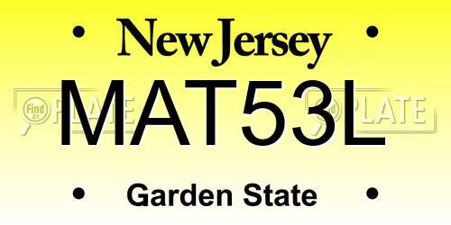 MAT53L New Jersey License Plate