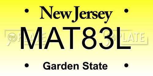 MAT83L New Jersey License Plate