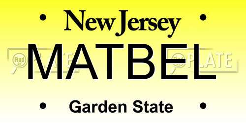 MATBEL New Jersey License Plate