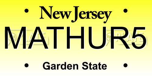 MATHUR5 New Jersey License Plate