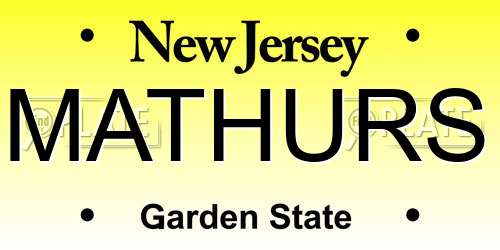 MATHURS New Jersey License Plate