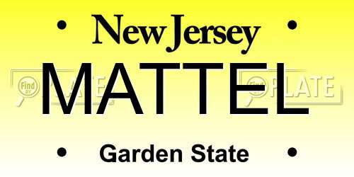 MATTEL New Jersey License Plate