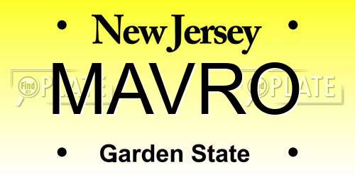 MAVRO New Jersey License Plate