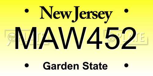 MAW452 New Jersey License Plate