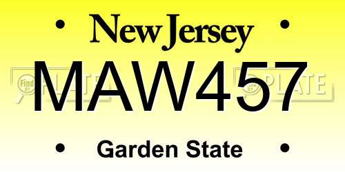 MAW457 New Jersey License Plate