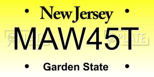 MAW45T New Jersey License Plate