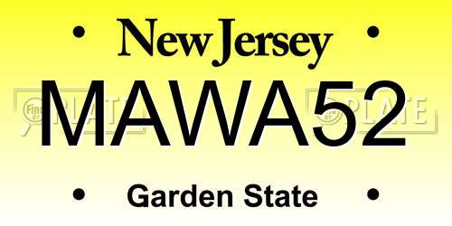 MAWA52 New Jersey License Plate
